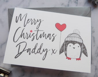 Merry Christmas Daddy/Mummy, Penguin Christmas card for Daddy/Mummy, Mummy/Daddy Christmas card, Christmas card for Father/Mother