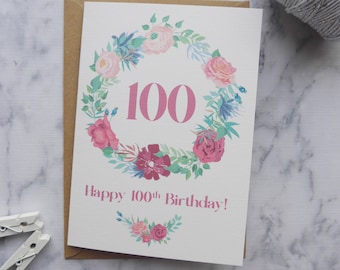 Age Birthday Card, Birthday Card for Her, Floral Birthday Card, Pretty Birthday Card, Any Age, Milestone Birthday Card, Happy Birthday Card