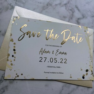 Foil Save the Date, Modern Save the Date, Neutral Save the Date, Gold Foil Save the Date, Contemporary Save the Date