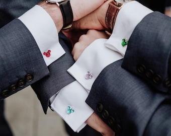 Disney inspired Mickey Mouse BLING wedding Cuff links Wedding Groom Groomsmen Christmas stocking filler Gift New Favour