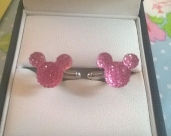 Disney inspired Mickey Mouse BLING  Ear Cufflinks Cuff links Disney Theme Wedding Groom Groomsmen Gift New Favours Present