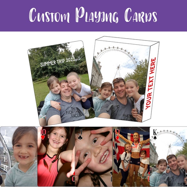Custom Playing Cards - Personalised Friends Picture Playing Cards, Boyfriends Gifts, Hen Party, Christmas Gift, 1st Wedding Anniversary