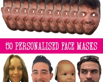 Personalised Photo Face Mask Kits to Wear For Stag & Hen Night And Birthday Party - custom novelty - fancy dress