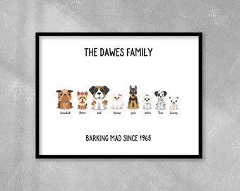 Family Dog Print | Wall Hangings | Gifts For Him | Gifts For Her | Family Print | Home Decor | Anniversary Gifts | Mother's Day