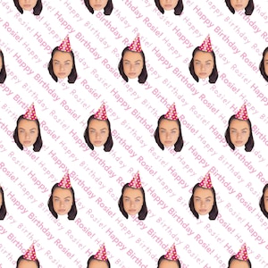 Hats and Glasses Custom Face Wrapping Paper | Funny Personalised Heads Print | Unique Novelty Gift Wrap | Wrapping Paper