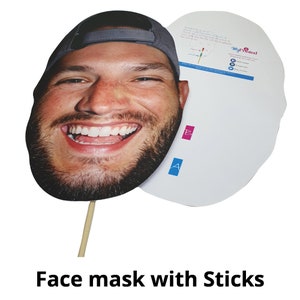 Personalised Photo Face Mask Kits to Wear For Stag & Hen, Bachelorette and Birthday Partys custom novelty fancy dress 画像 3