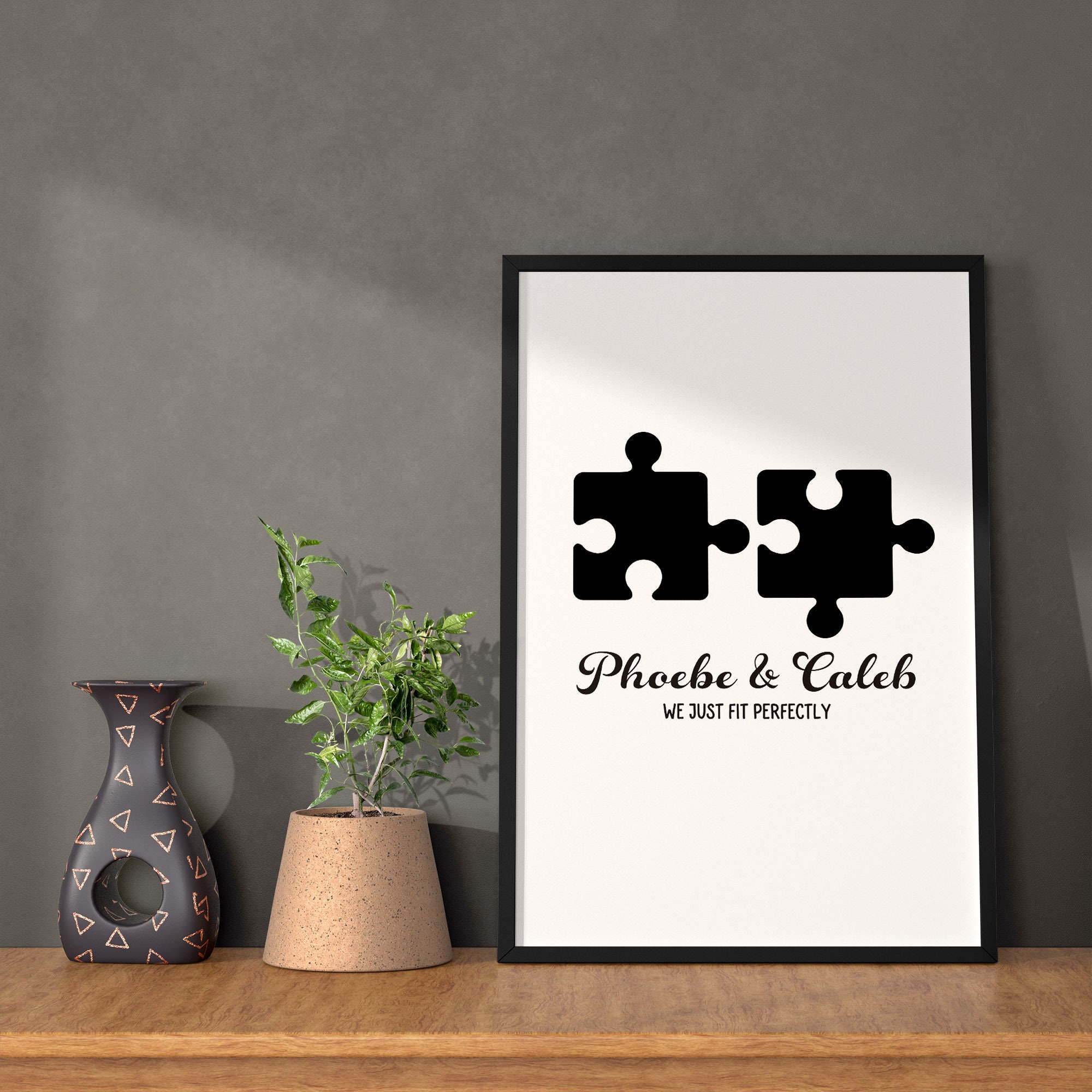 Engagement Gift Wedding Gift Gifts For Him & Her Valentines Print Jigsaw Piece Print Engagement Print