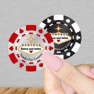 Personalized Casino Chip Stickers: Vegas Wedding, Save The Date