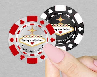 Personalized Casino Chip Stickers: Vegas Wedding, Save The Date