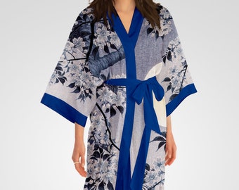 Floral Satin Robe, Kimono Dressing Gown, Kimono Robe
