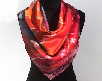 Foulard en soie, foulard carré en soie de mûrier, foulard de tête, foulard chinoiserie femme