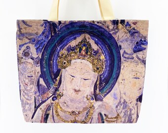 Tote Bag, Buddha, Tote Bag with Pockets, Tote Bag with Zipper, Shoulder Bag, Shopping bag, Zen Gifts, Large Tote