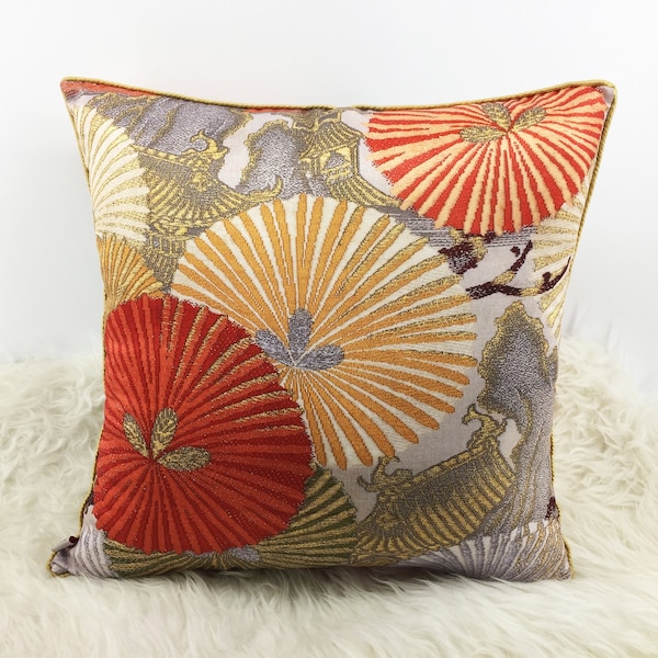 Coussin japonais, Housse de coussin 50x50, Housse de coussin en soie, Oreillers décoratifs, Oreillers pour canapé, Housses de coussin Royaume-Uni