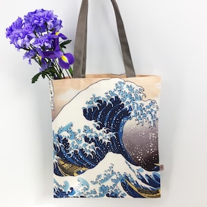 Great Wave off Kanagawa Canvas Tote Bag, Japanese Bag, Japanese Gifts, Tote Bags with Japanese Art, Hokusai