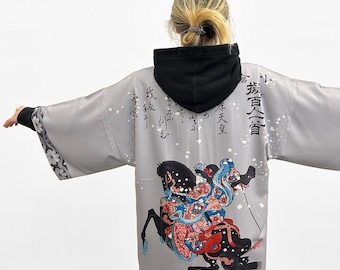 Haori Kimono, Japanese Kimono Jacket, Samurai Haori, Japanese Clothing, Kimono for Men and Women , Ukiyo-e, Japanese Streetwear