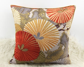 Japanese Cushion, Cushion Cover 50x50, Silk Cushion Cover, Decorative Pillows, Throw Pillows for Couch,  Cushion Covers UK