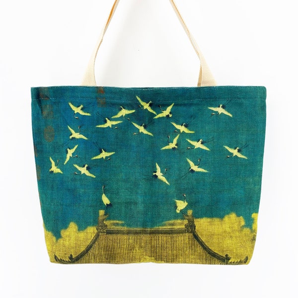 Tote Bag, Tote Bag with Pockets, Tote Bag with Zipper, Shoulder Bag, Shopping Bag, Large Tote, Chinese Art