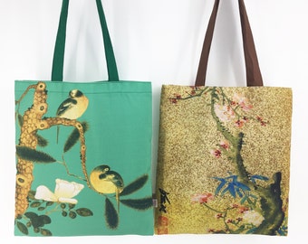 Tote Bag, Chinoiserie, Tote Bag Canvas, Bird Bag, Japanese Gifts, Canvas Bag, Cotton tote bags, Shopping Bag, Tote Bags, Chinese Painting