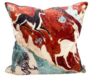 Decorative Pillows, Cushion Cover, Velvet Pillowcase, Throw Pillow, Chinoiserie, Japanese Pillow, Deer Pillow