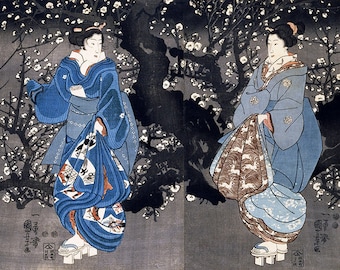 Japanese Art, Japanese Painting, Framed Art, Geisha Wall Art, Japan Art, ukiyo-e