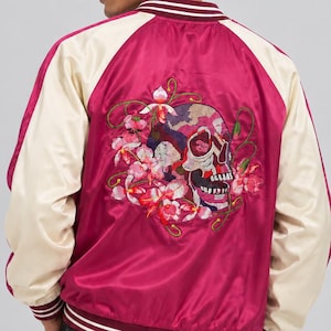 Veste souvenir brodée Sukajan, Blouson aviateur, Streetwear japonais, Vêtements japonais, Vêtements esthétiques