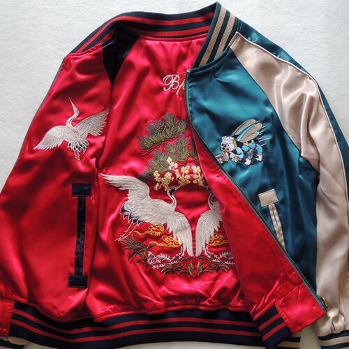 Sukajan Embroidery Souvenir Jacket Bomber Jacket Japanese Etsy