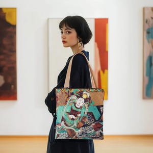 Tote Bag, Buddha, Tote Bag with Pockets, Tote Bag with Zipper, Shoulder Bag, Shopping bag, Zen gifts, Large tote