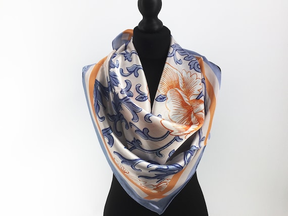 Hand Printed Rectangle Silk Scarf - black × white - Mame