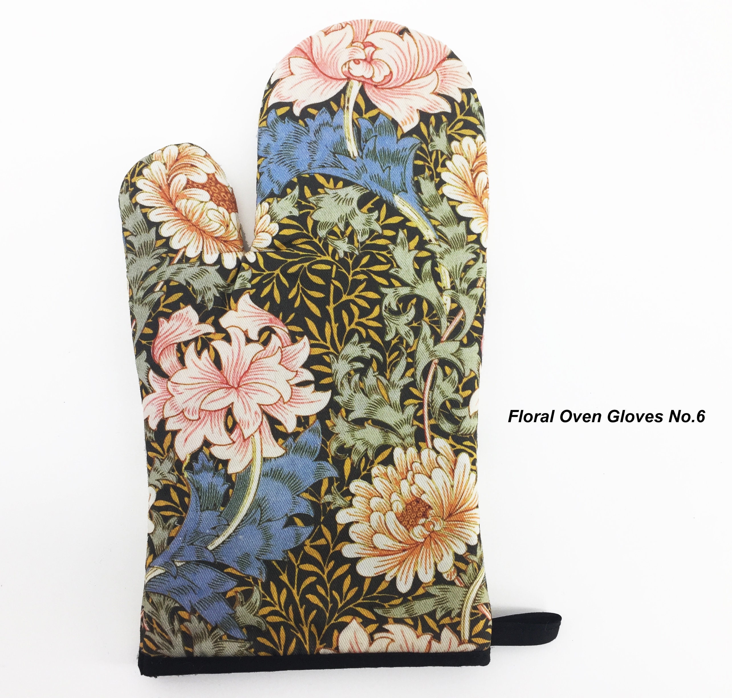 Oven Gloves pair Folk flower gift for her Mittens handmade Xmas gift magnetic 
