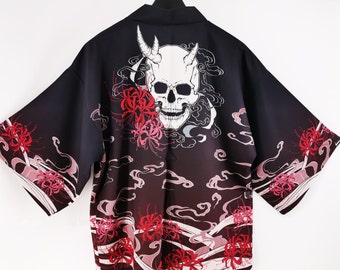 Kimono With Skeleton Print / Japan Kimono / Skeleton Shirt Kimono With Skeleton Print / Japan Kimono / Skeleton Shirt