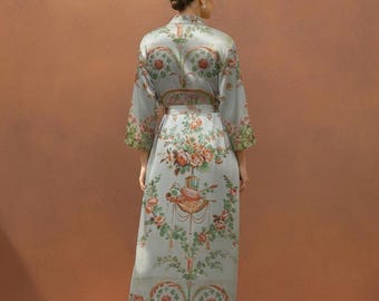 Kimono, Kimono Robe, Satin Robe, Dressing Gown, Japanese Clothing