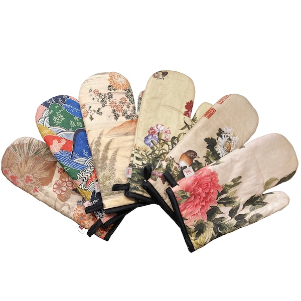 Gants de cuisine floraux, gants de cuisine, gants de cuisine, maniques, chinoiseries, gants de cuisine de Noël, cadeau japonais, chinoiseries, imprimé floral