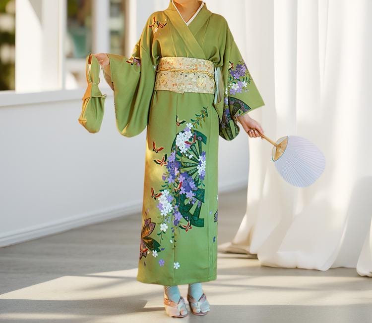green floral kimono dress BABEYOND Plus-Size Floral Satin Kimono Robe, Robe, Olive Green,