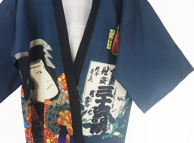 Samurai Kimono Haori Jacket, Japanese Clothing, Kimono Robe, Ukiyo-e ...