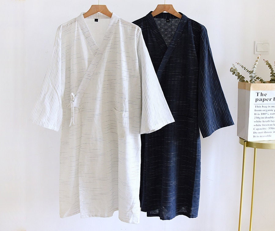 Kimono Robe/Cotton Yukata Bathrobe Japanese Mens
