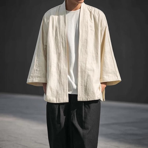 Cotton Kimono Jacket | Lightweight Noragi Haori | Japanese-Inspired Unisex Cardigan