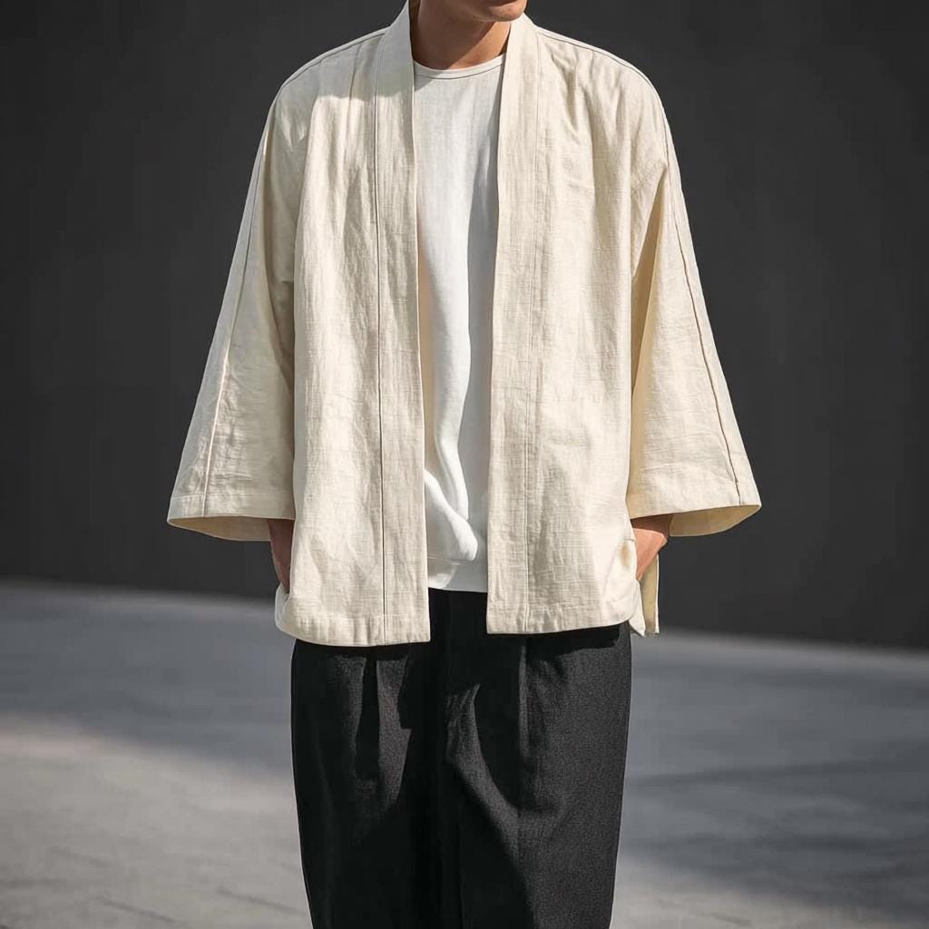Cotton Kimono Jacket | Lightweight Noragi Haori | Japanese