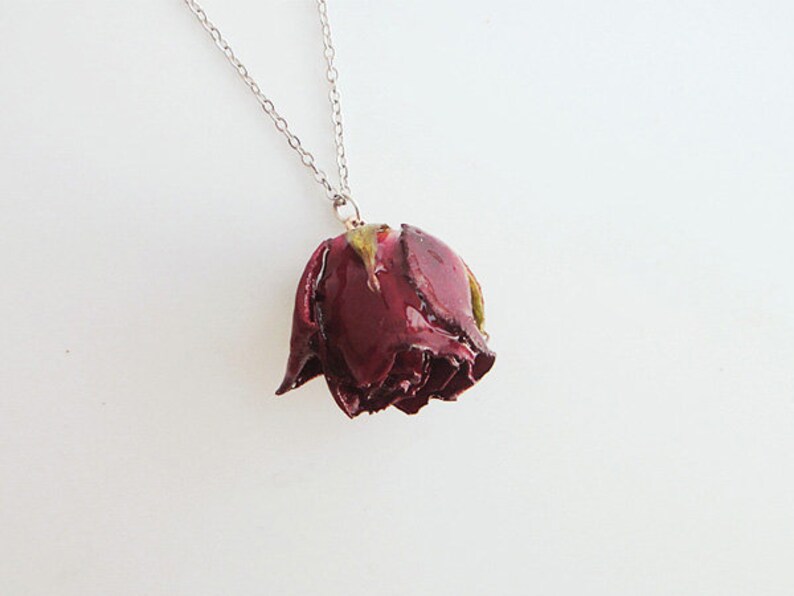 Real Flower Necklace Rose Necklace Pressed Flower Real Etsy