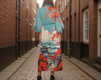 Kimono, Kimono Robe, Satin Robe, Dressing Gown, Japanese Clothing, Yukata