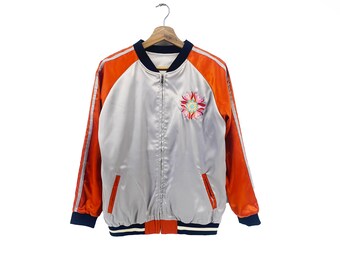 【イチオシ】80's Japanese Souvenir Jacket Vintage 80's Okinawa Japan Souvenir Satin Embroidered Dragon Parch