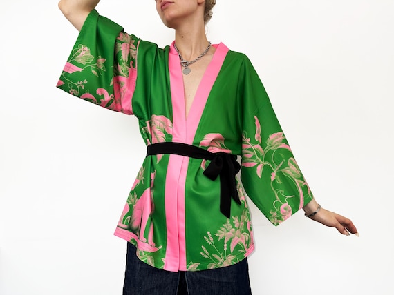 Kimono Haori, Japanese Clothing, Green Kimono Jacket