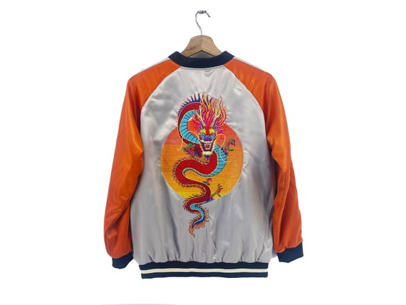 【TASTE by Knit】Knit embroidery sukajan Sukajan Embroidery Souvenir Jacket, Bomber Jacket, Japanese