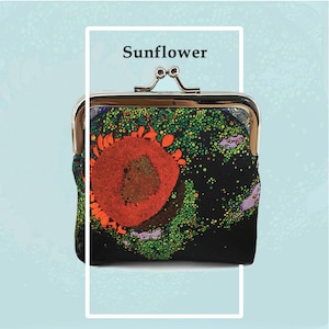 Bourse de monnaie, bourse, Chinoiserie, cadeaux japonais, sac à main de changement, tournesol, cadeau de petite amie, sac à main de filles, cadeau pour elle, cadeau d’anniversaire