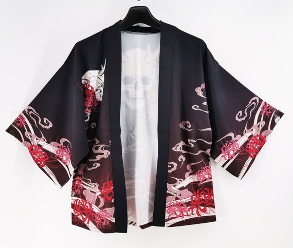 Kimono With Skeleton Print / Japan Kimono / Skeleton Shirt Kimono With Skeleton Print / Japan Kimono / Skeleton Shirt