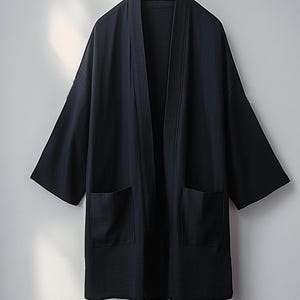 Cotton Black Kimono, Haori, Japanese Clothing, Kimono Jacket Cotton, Aesthetic Clothing, Kimono Robe, Japanese Gifts