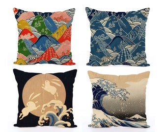 Decorative Pillows, Chinoiserie Cushion Covers, 18x18 Pillow Covers, Japanese Gifts, Japanese Decor