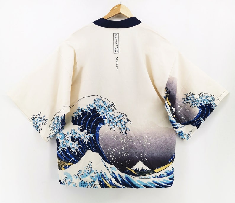 Kimono, Haori, Great Wave off Kanagawa, Japanese Clothing, Kimono Jacket, Kimono Robe, Japanese Gifts, Kimono Men image 1