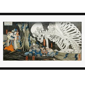 Japanese Art, Japanese Wall Art, Skeleton Print, Ukiyo-e, Kuniyoshi, Halloween Art, Skull Art