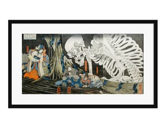 日本美術、日本の壁画、骸骨の版画、浮世絵、国芳、ハロウィンアート