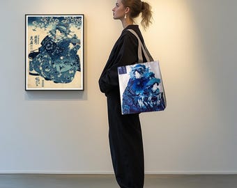Tote Bag Canvas, Japanese Gifts, Tote Bag, Canvas Tote Bag, Chinoiserie, Chinese Gifts, Chinoiserie Print, Japanese, Tote Bags, Ukiyo-e
